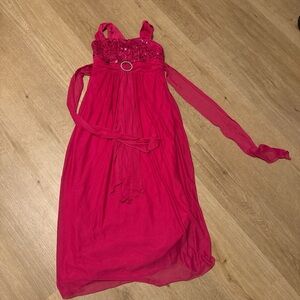Pink Embellished Pleated Sundress for Prom